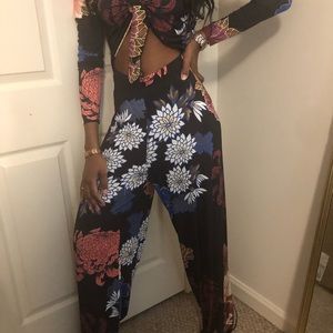 Brown floral jumpsuit